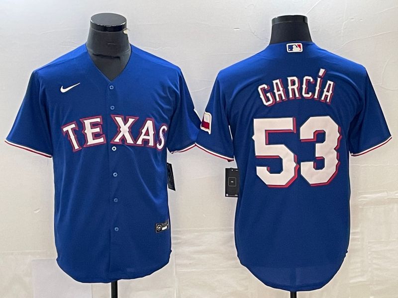 Men Texas Rangers #53 Garcia Blue Game Nike 2023 MLB Jersey style 1->texas rangers->MLB Jersey